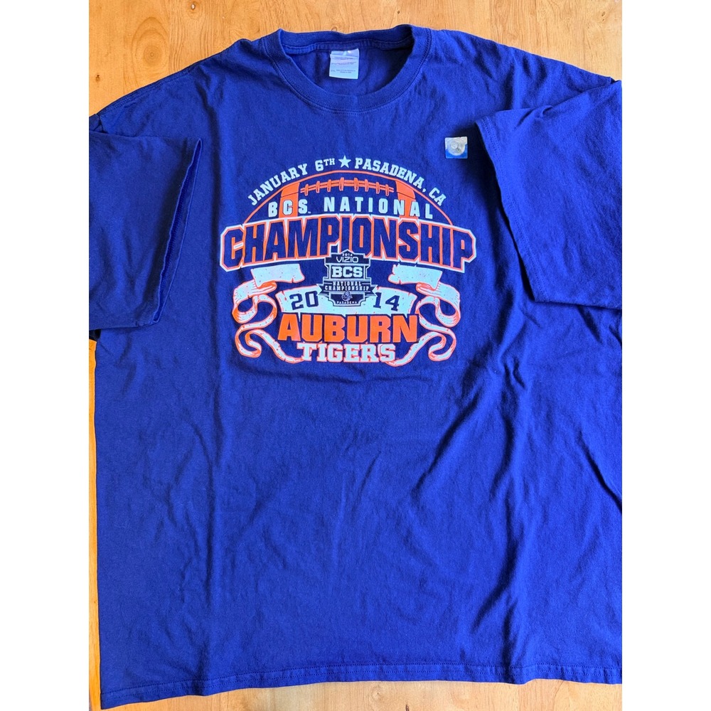 Gildan Auburn Tigers 2014 BCS National Championship T-Shirt Blue Mens 2XL 629